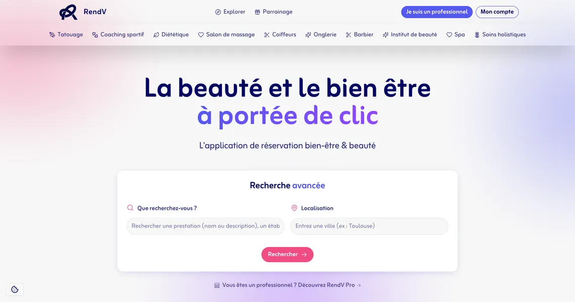 Capture d'écran du projet RendV